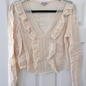 American Eagle Outfitters Beige Lace Blouse